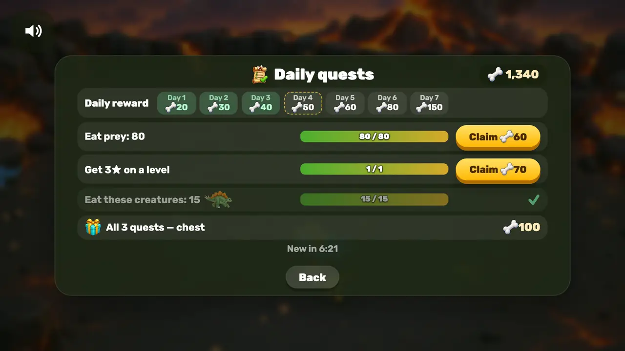 Daily quests and rewards